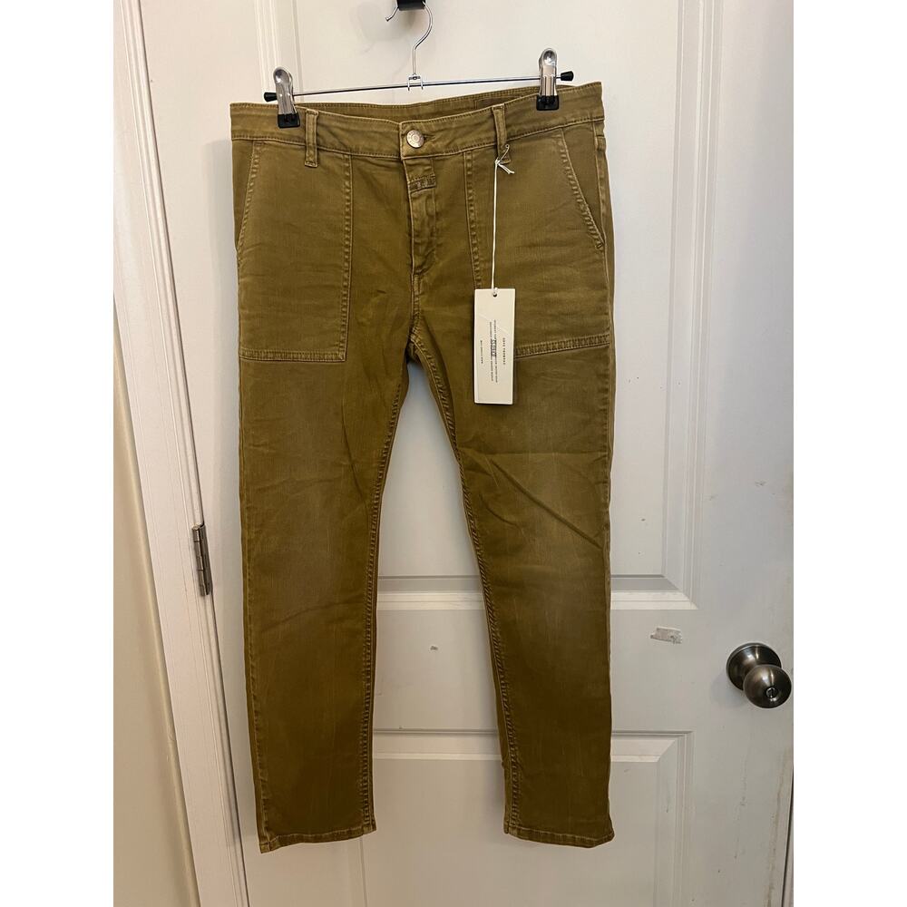 Closed Bonnie Cargo Cigarette Jeans Utility Patch Pocket Earthy Mustard Olive 27